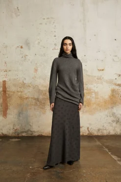 Snow, gray melange wool-cashmere turtleneck