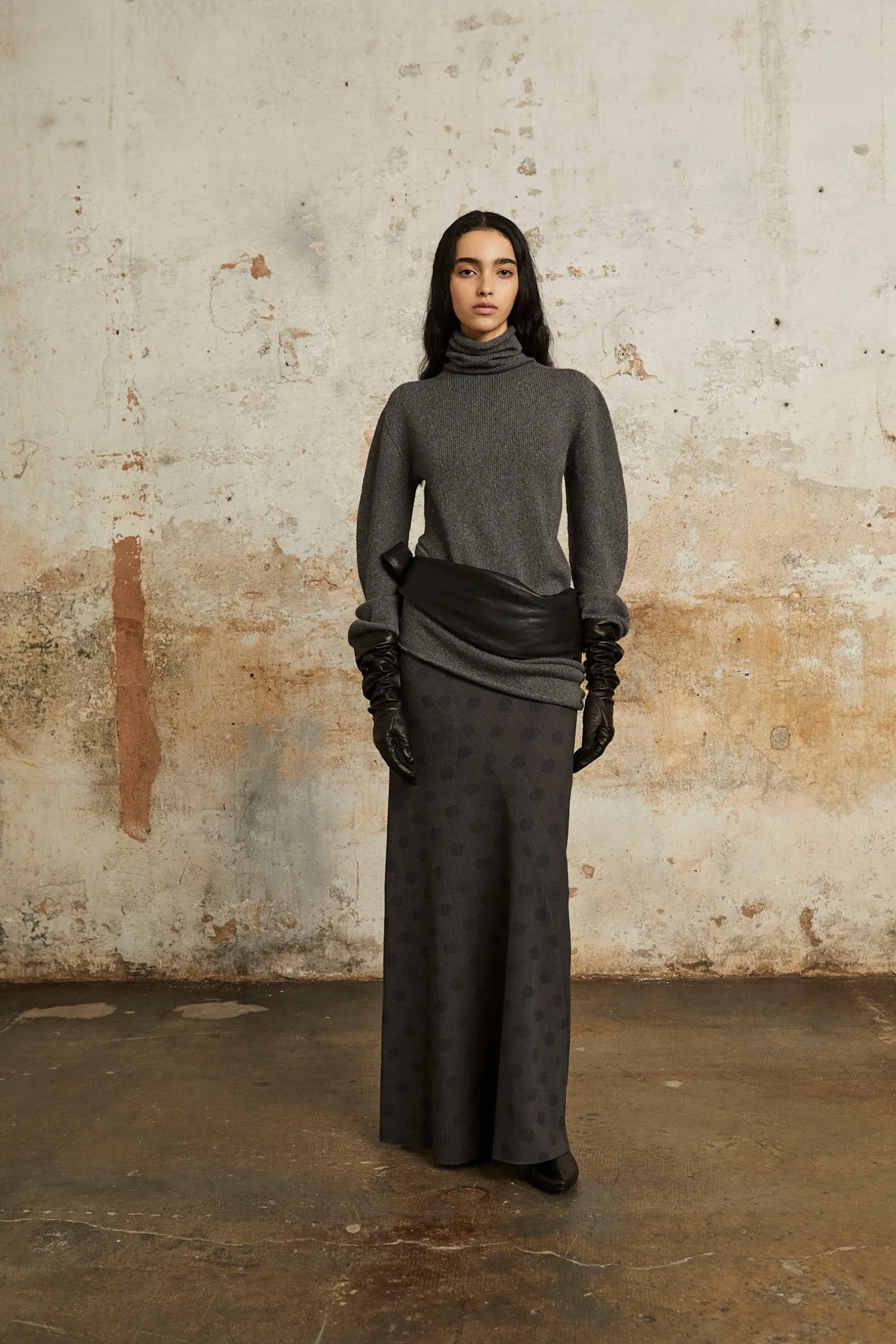 Snow, gray melange wool-cashmere turtleneck