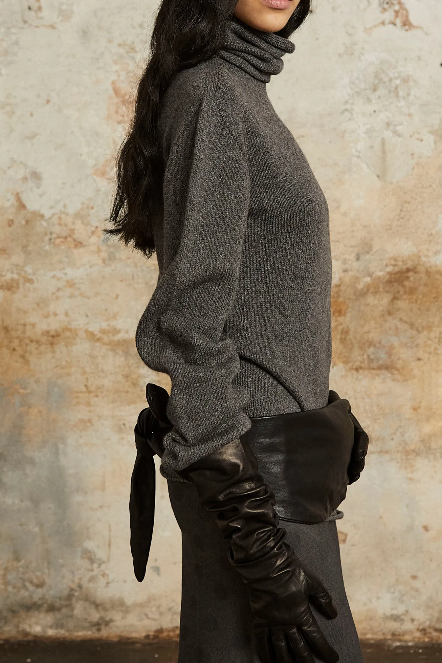 Snow, gray melange wool-cashmere turtleneck