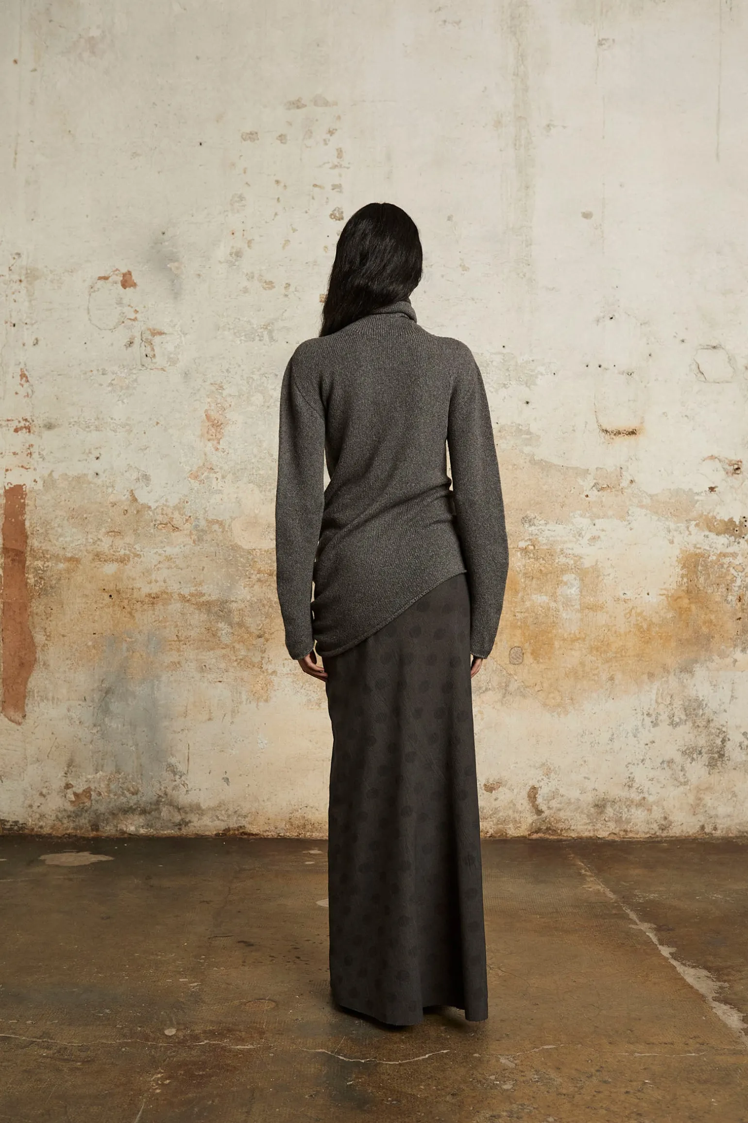 Snow, gray melange wool-cashmere turtleneck