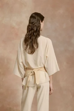 Sol, ivory cotton voile t-shirt