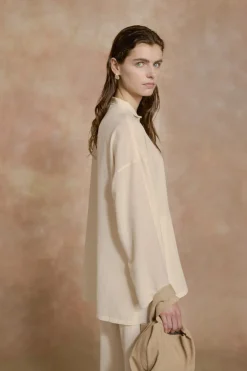 Soles, ivory cotton voile shirt
