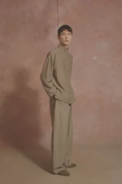 Soles, khaki green cotton voile shirt