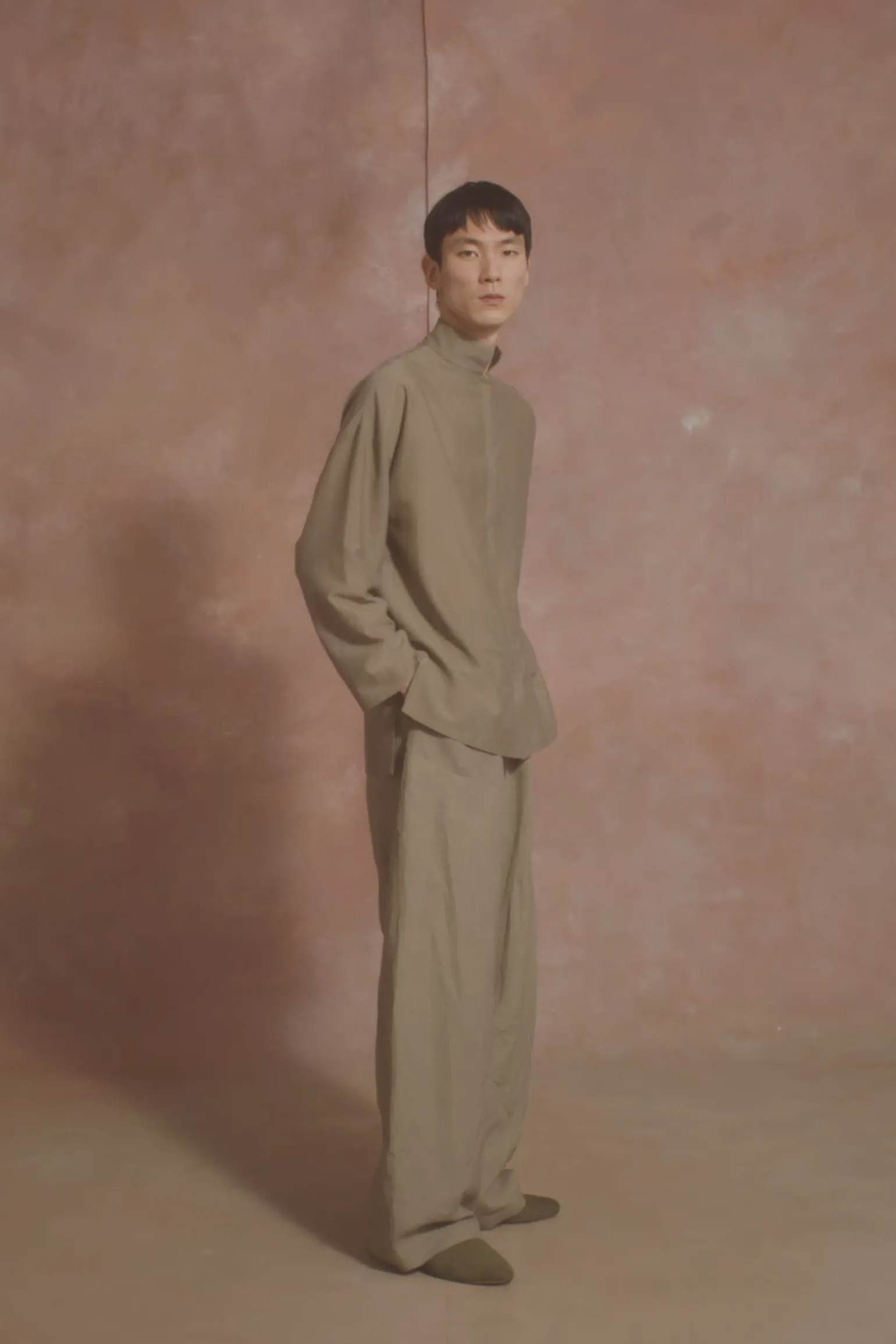 Soles, khaki green cotton voile shirt