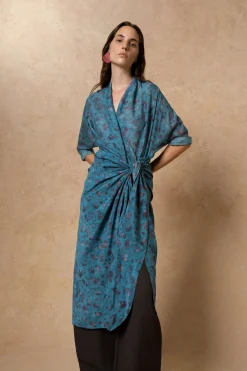 Sophia, island print silk blouse