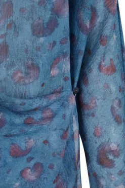 Sophia, island print silk blouse