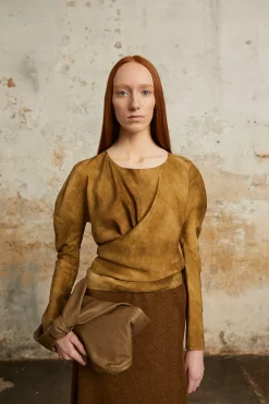Sparkle, bronze maltinto habotai silk top