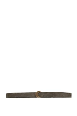 Strip, belt in dark green suede