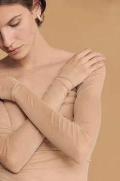 t de tul, ivoire pale silk tulle top