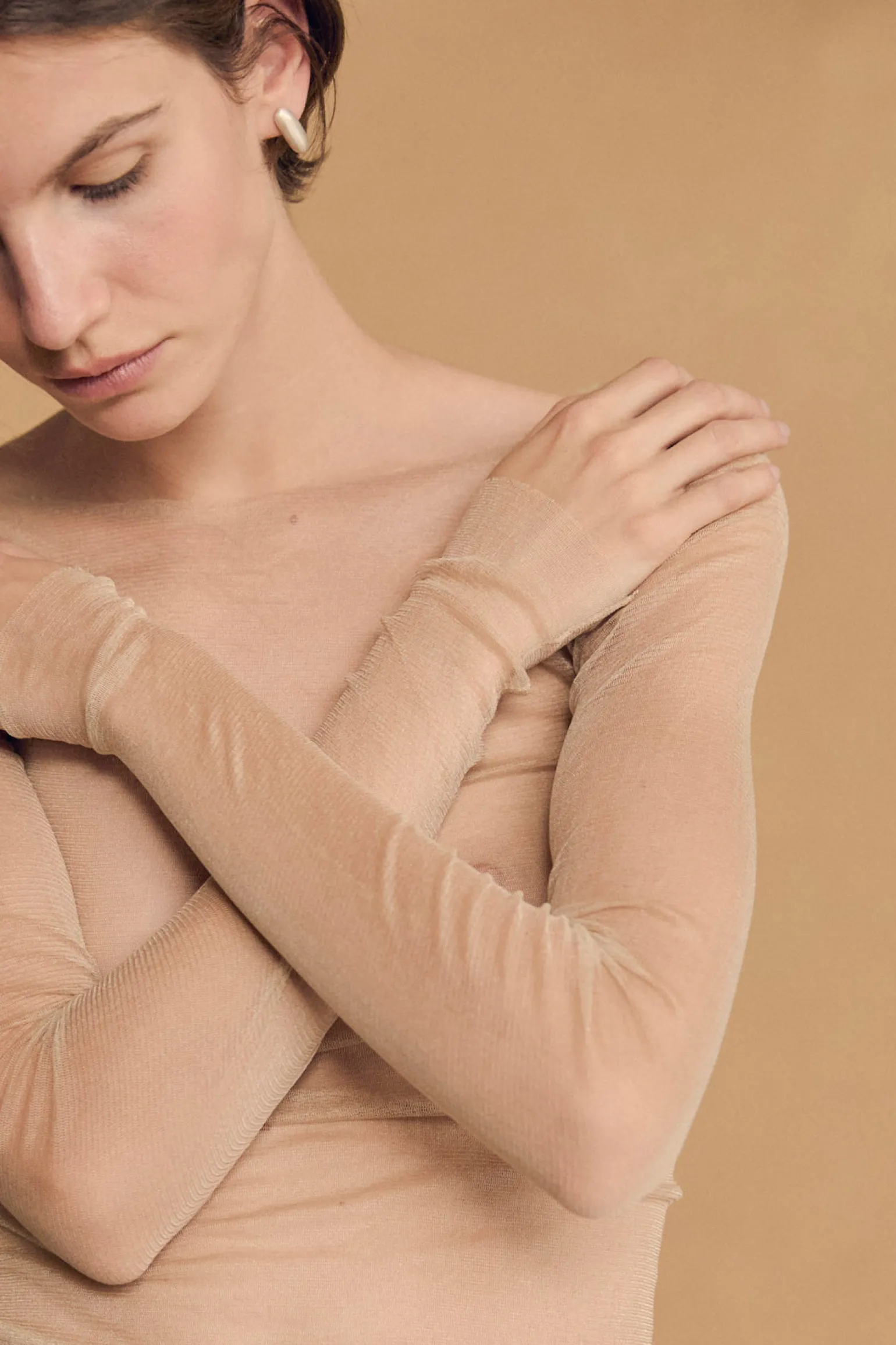 t de tul, ivoire pale silk tulle top