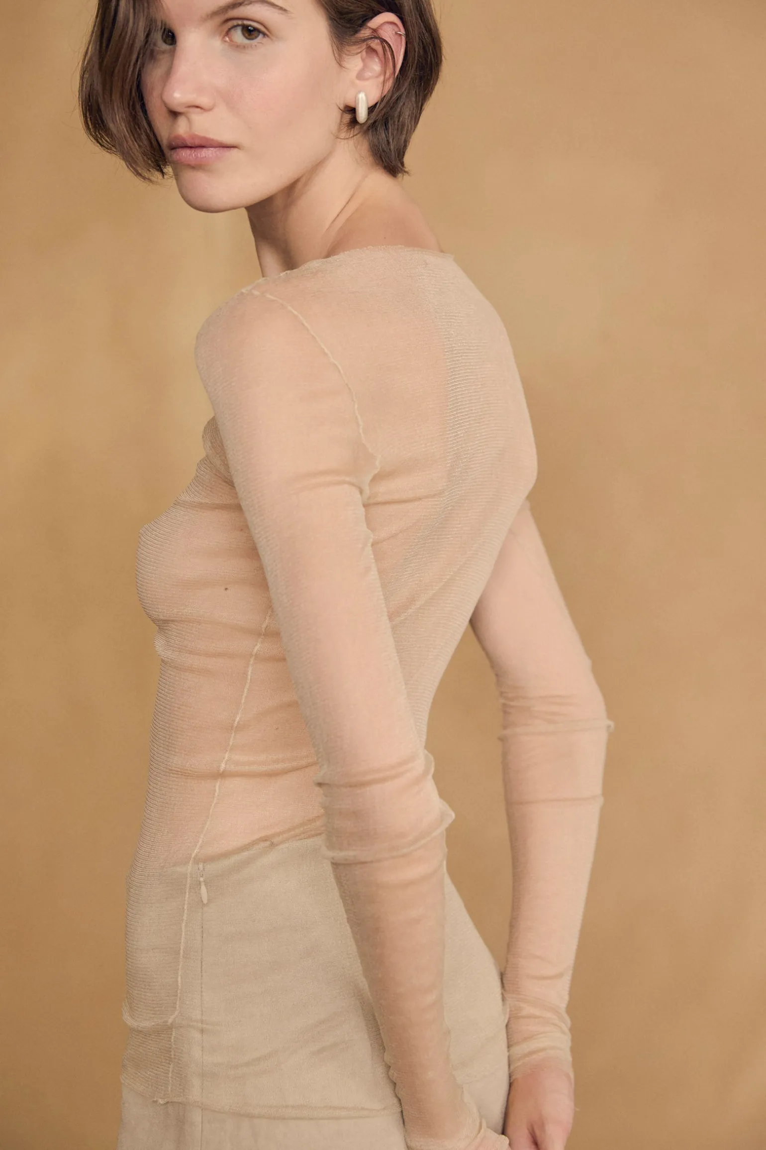 t de tul, ivoire pale silk tulle top