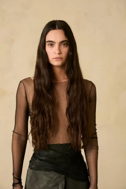 t de tul, tulle top black
