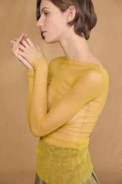 t de tul, tulle top jaune