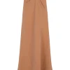 Tanami, terracotta long skirt in linen and silk
