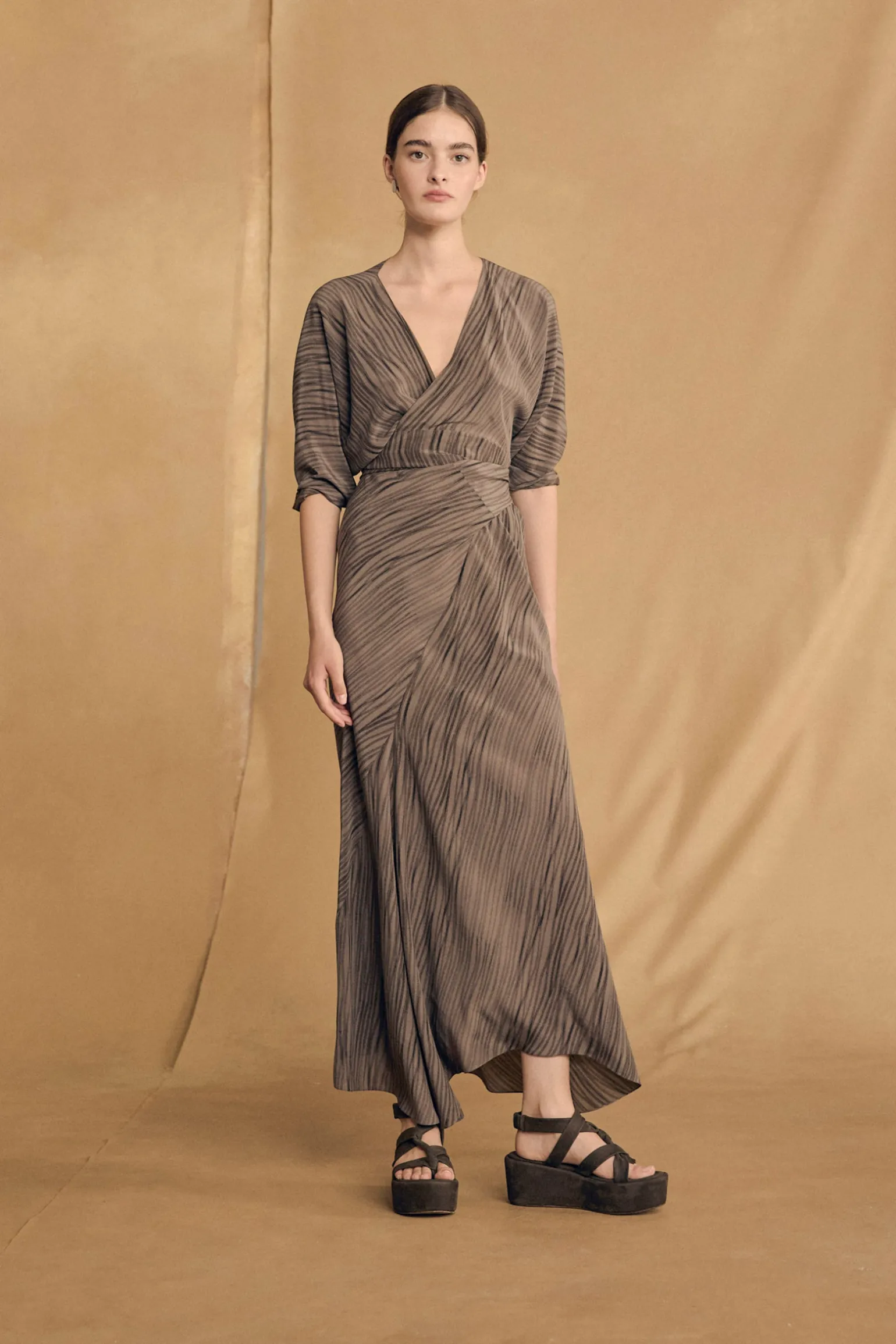 Tarantella, calma print silk dress