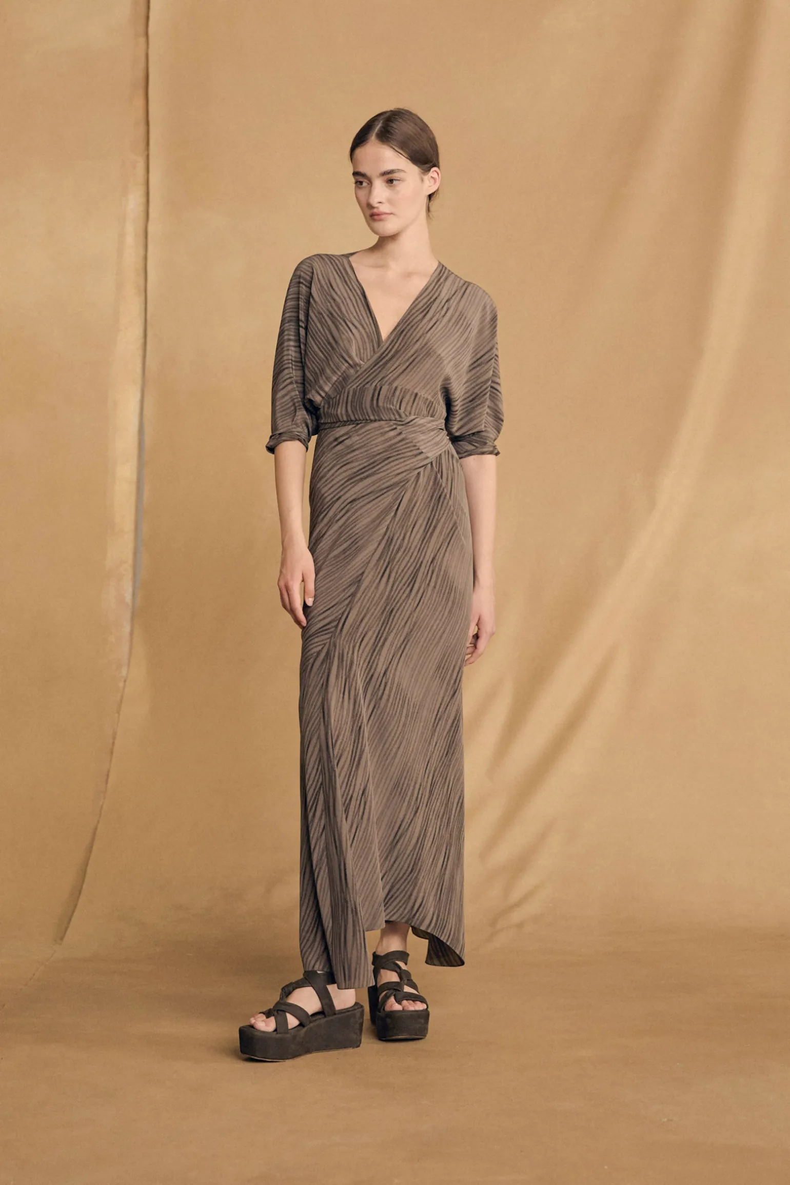 Tarantella, calma print silk dress