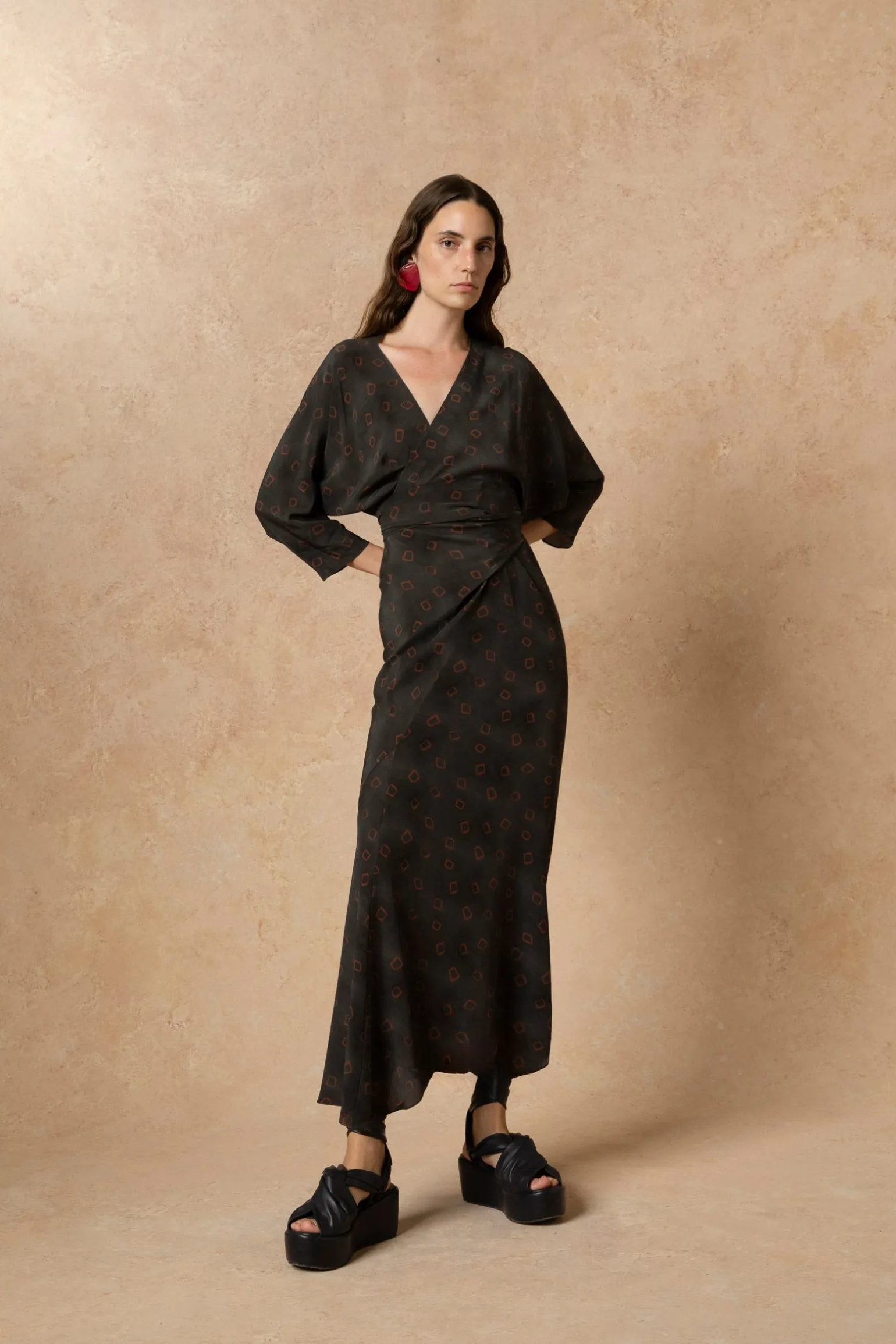 Tarantella, daria print silk dress