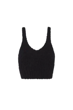Tender, black baby camel and silk knit top