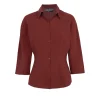 Theresa, red linen shirt