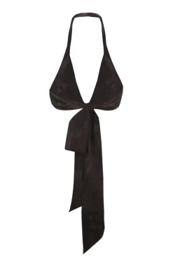 Tie, fade black and green stretch silk top