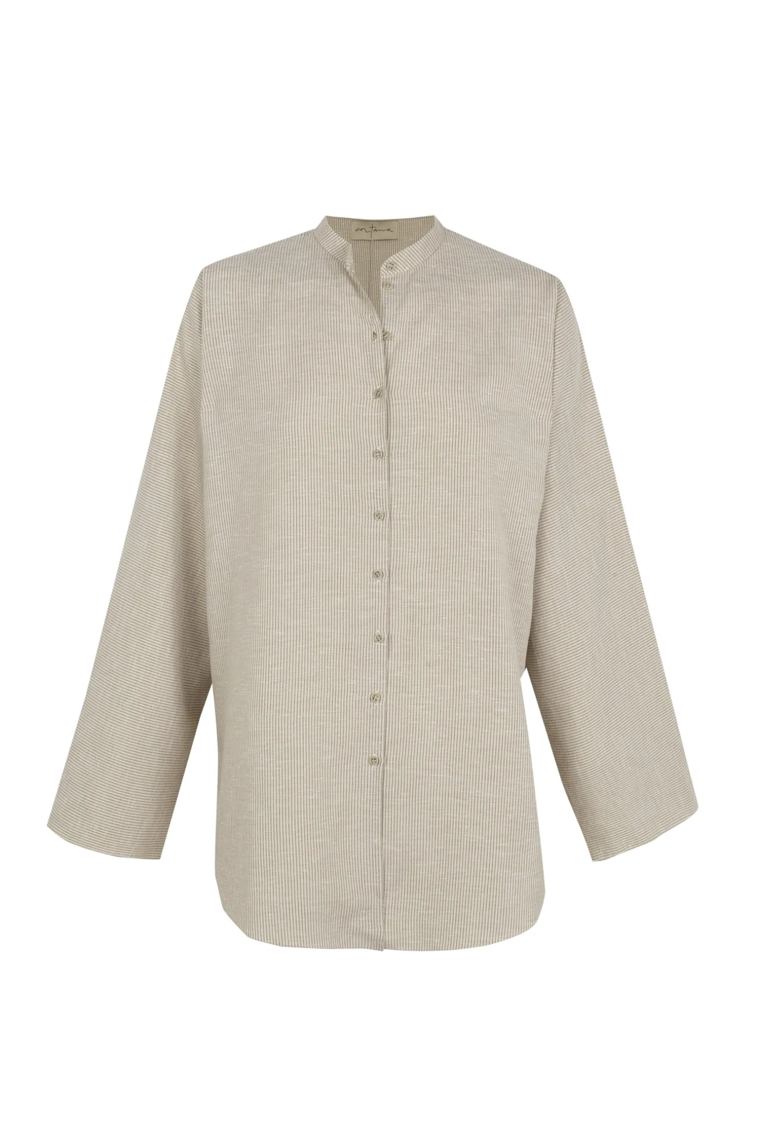 Tilo, gray and brown striped shirt