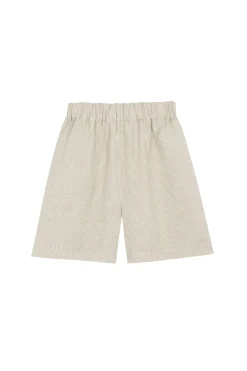 Tilo, gray and brown striped shorts