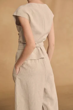 Tilo, gray and brown striped pants
