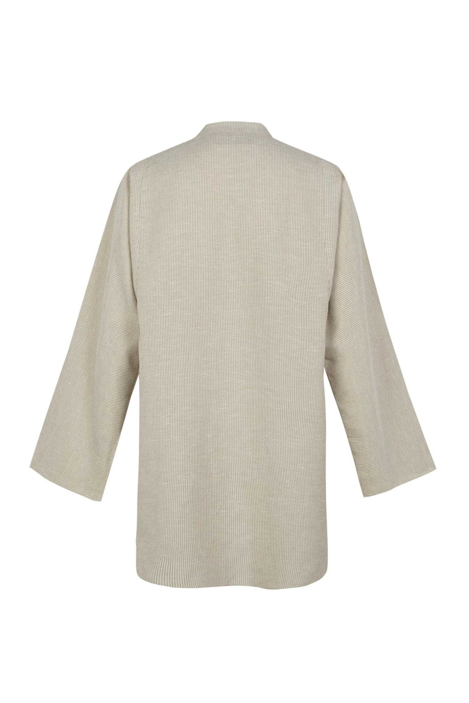 Tilo, gray and brown striped shirt