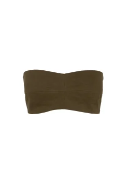 Tourmaline, khaki bustier top