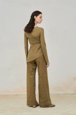 Tourmaline, khaki bustier top