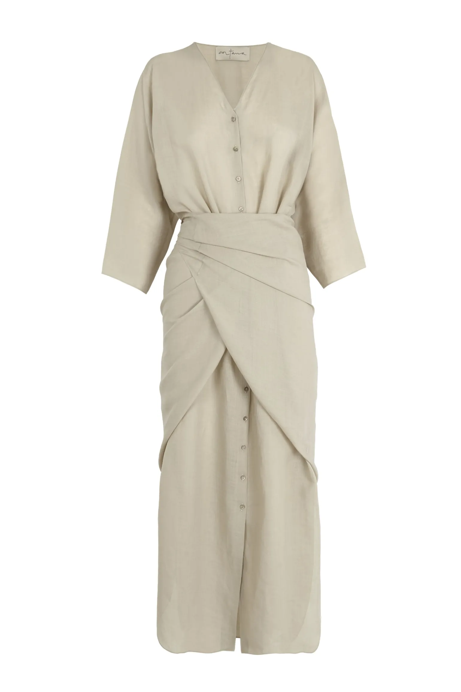 Tramonto, sage green ramie midi dress