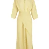 Tramonto, vestido midi de ramio amarillo claro