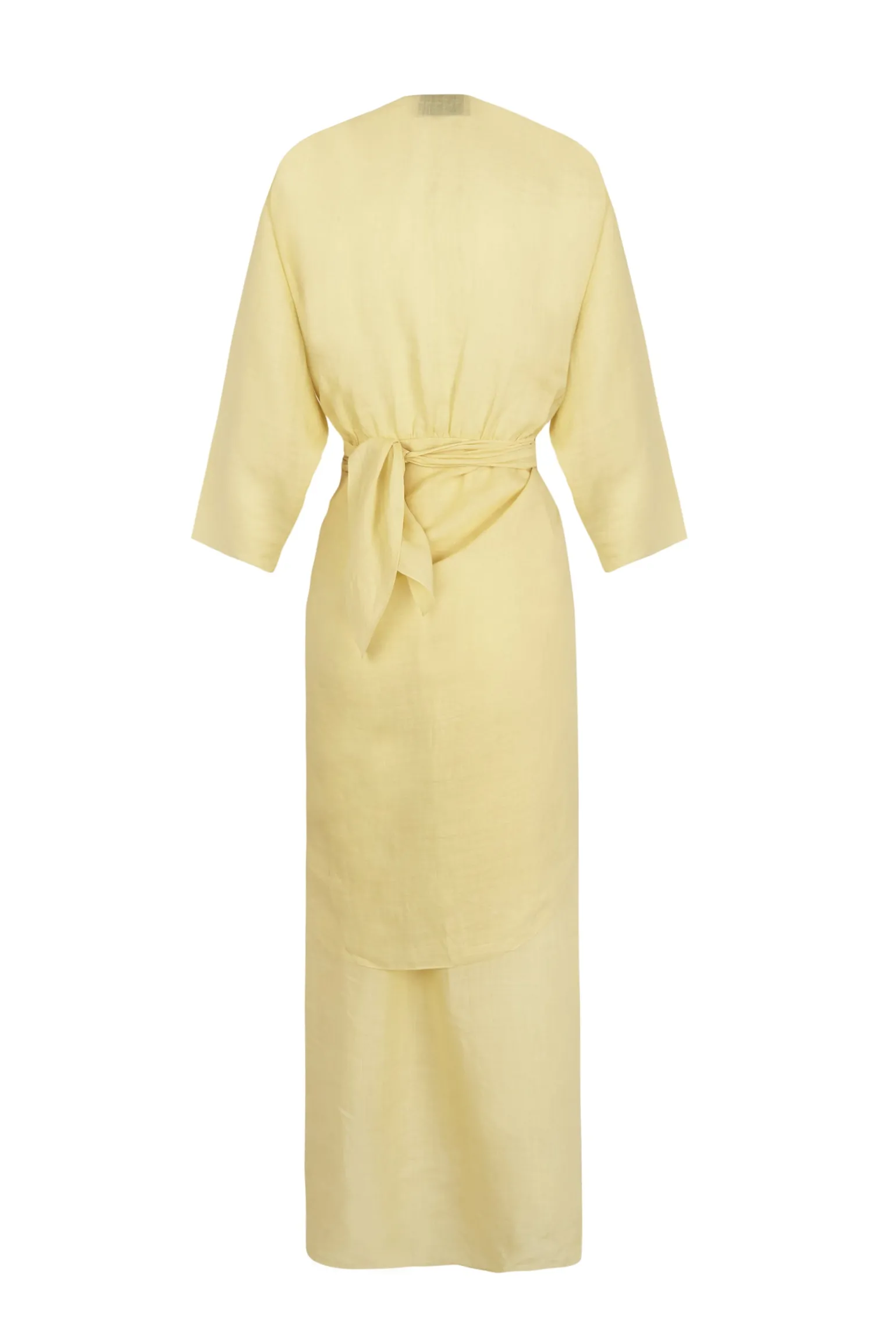 Tramonto, vestido midi de ramio amarillo claro