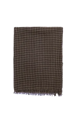 Trevor, brown checked vichy scarf in cashmere and silk