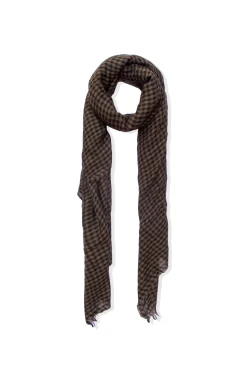 Trevor, brown checked vichy scarf in cashmere and silk