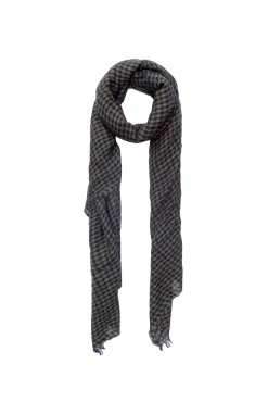 Trevor, gray checked vichy scarf in cashmere and silk