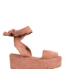 Tully, platform sandal in red washed cotton