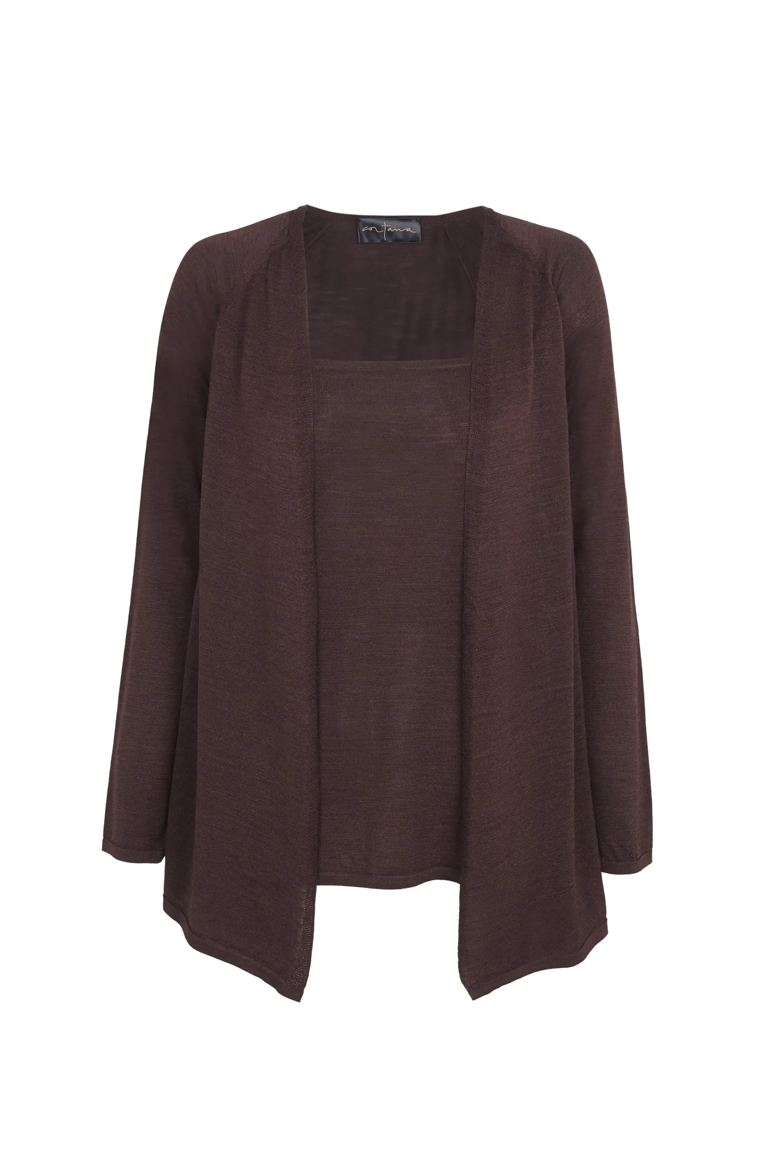 Tussa, aubergine silk knit cardigan