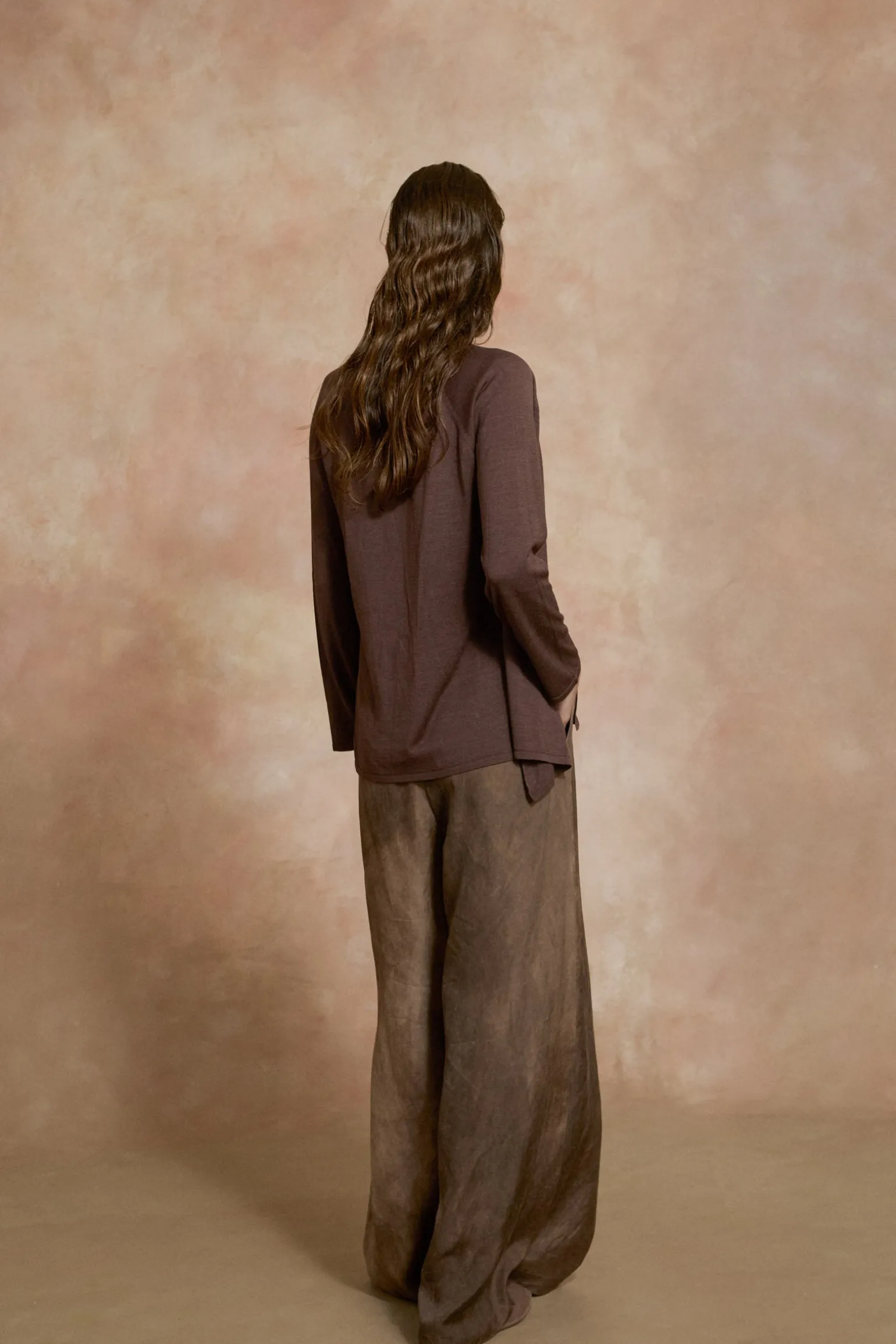 Tussa, aubergine silk knit cardigan