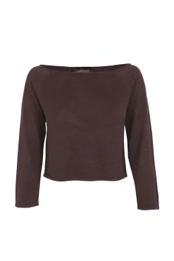 Tussa, eggplant silk knit top
