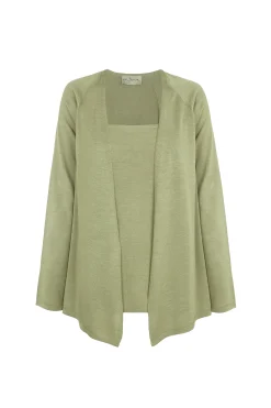 Tussa, green silk knit cardigan
