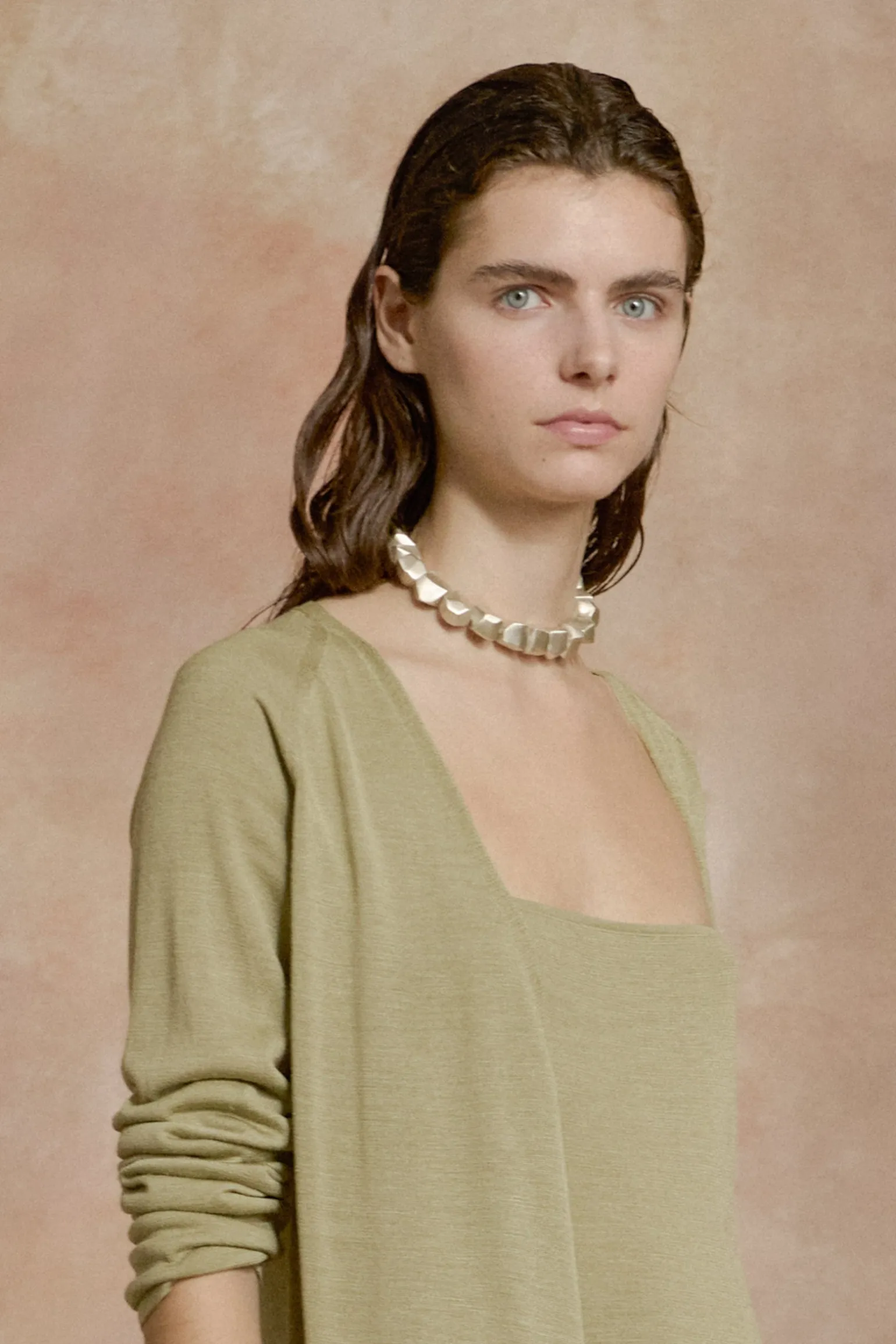 Tussa, green silk knit cardigan