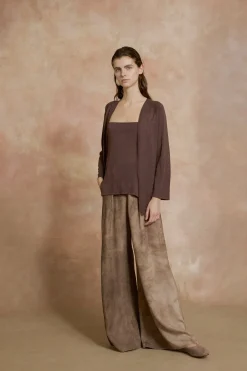 Tussa, nacar silk knit cardigan