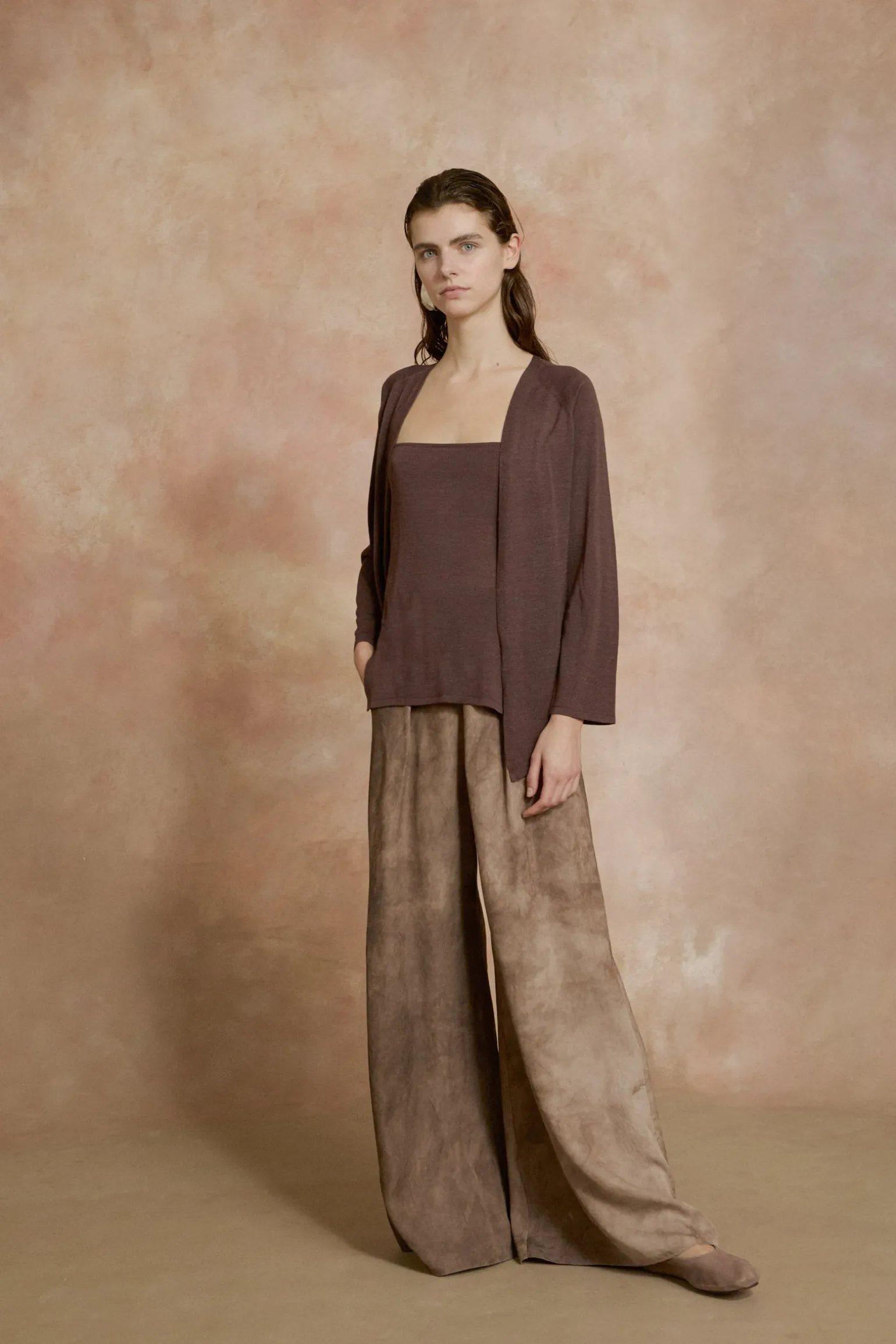 Tussa, nacar silk knit cardigan