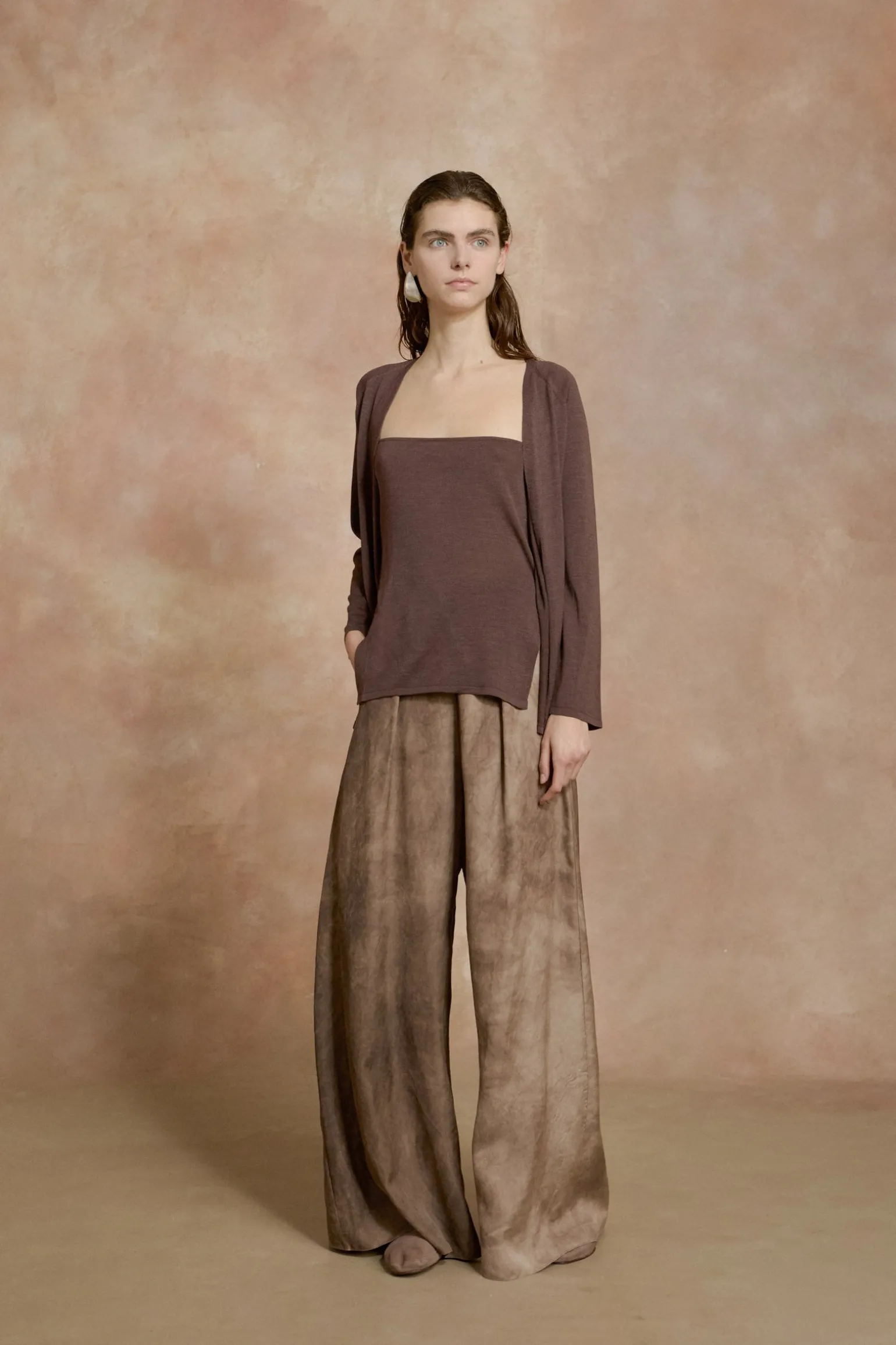 Tussa, nacar silk knit cardigan