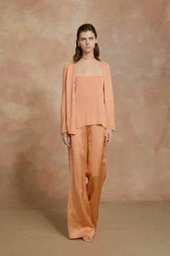 Tussa, tangerine silk knit cardigan