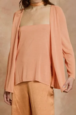 Tussa, tangerine silk knit cardigan