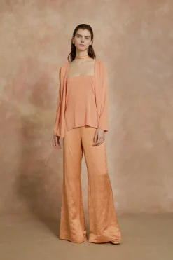 Tussa, tangerine silk knit cardigan