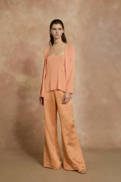 Tussa, tangerine silk knit cardigan