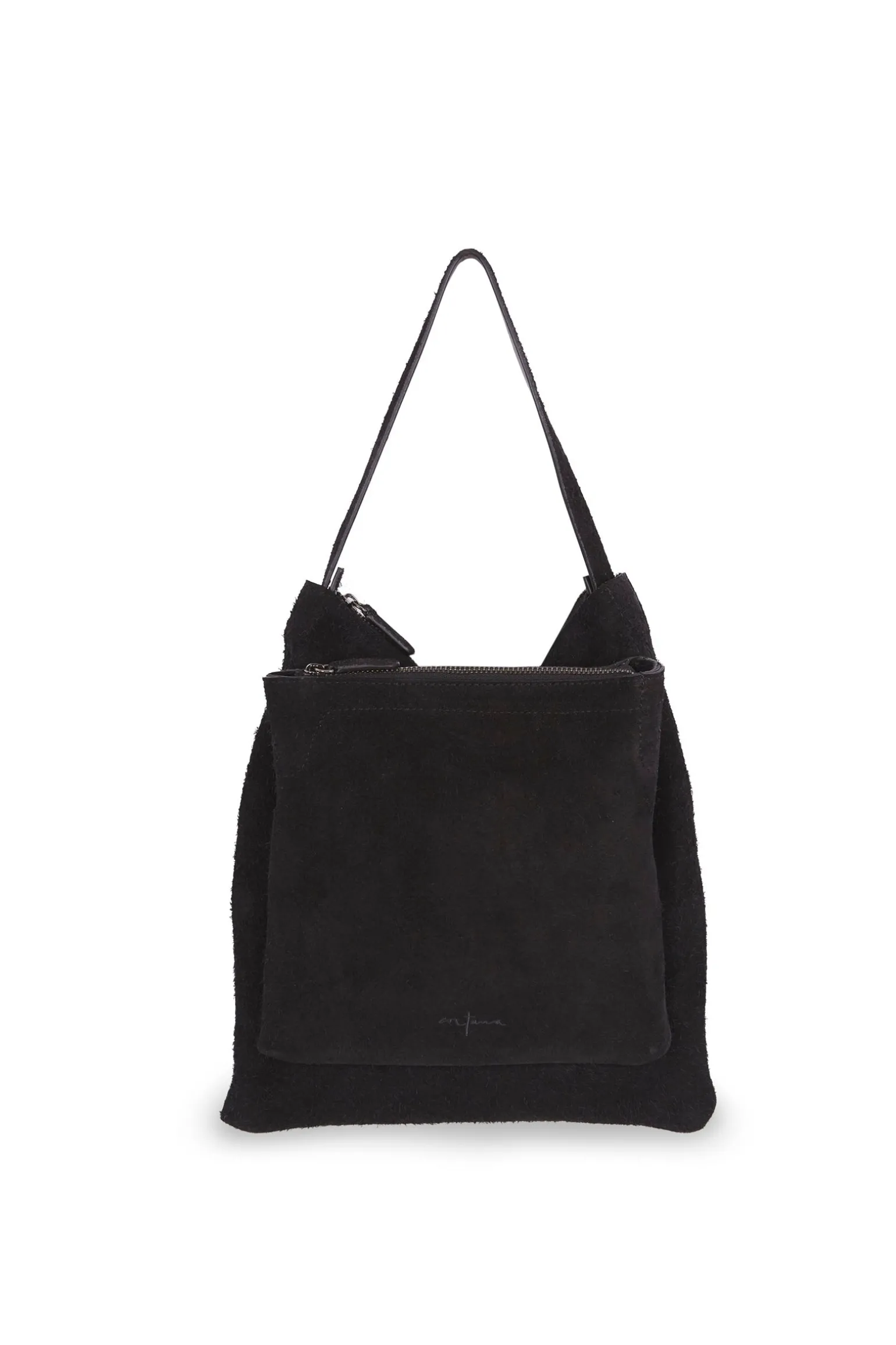 Twice, black leather combo bag